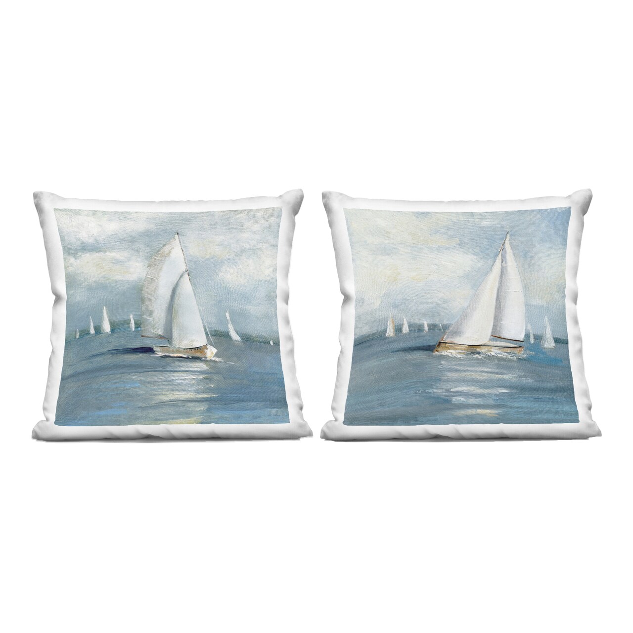 Stupell Industries Sailboat Fleet Vessels 2 Piece Decorative Printed Throw Pillow Set, design by Sally Swatland, 18 x 7 x 18
